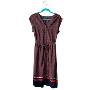 Tommy Hilfiger Patterned V-Neck Midi Dress - Women’s Medium